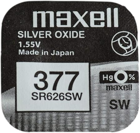 Amazon Com One 1 X Maxell 377 Sr626sw Sb Aw Silver Oxide Watch Battery 1 55v Blister Packed Health Personal Care