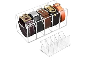 JOLYBAY Acrylic Belt Organizer for Closet - 5 Compartments Transparent Storage Holder | Display Case for Makeup, Jewelry, Watches, Bow Tie, & Bracelets | Multipurpose Clear Containers & Versatile Design