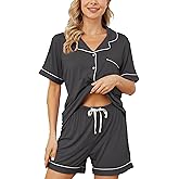 Yoolfine Womens Pajama Sets Short Sleeve Sleepwear Soft Button Down Nightwear Lounge Pj Set XS-XXL