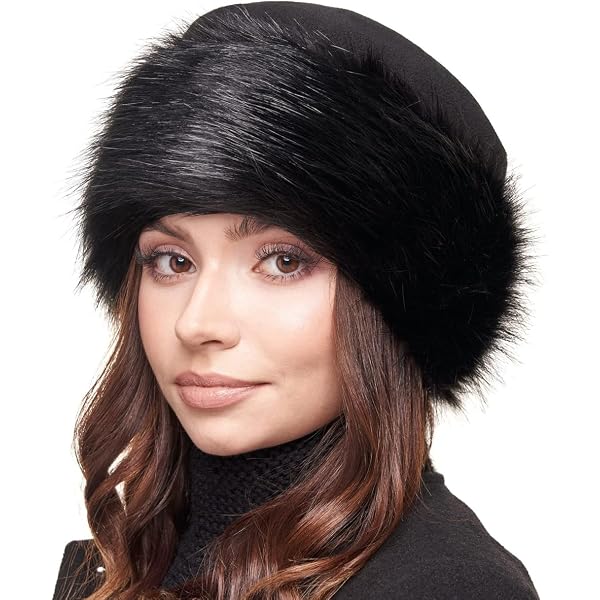 Elegant! Fabuloubs Fashionable Faux Fur Black Warm Hat Amazon.com: ECYC Ltd Women main image 3