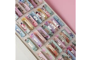 UPAFEXXI-Laminated Planner Monthly Tabs(72 Stickers in Total,24 Month,24 Subject,24 Blank) Calendar Monthly Label Stickers for Planners, Subject Label Adhesive Tabs for Folders, Pages(Floral)