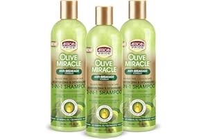 African Pride Olive Miracle Shampoo & Conditioner 2 in1 Formula (3 Pack) enriched with tea tree and olive oil to moisturize and protect hair and scalp, 12oz.