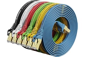 Cat 7 Shielded Patch Cable 7ft 6Pack 6Colors, Cat7 Flat Ethernet Cables, Compatible with Cat5e/Cat6 Network, High Speed Inter
