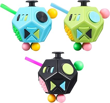 Amazon Com 3 Pieces 12 Sided Fidget Toy Cube Dodecagon Fidget Infinity Cube For Teens And Adults Stress Depression And Anxiety Relief Cube For All Ages With Adhd Add Ocd Autism Toys