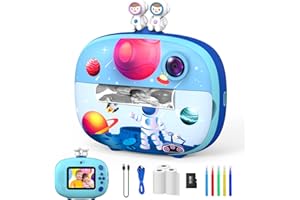 USHINING Kids Camera Instant Print, Selfie Digital Camera for Boys Girls Aged 3-12,1080P Kids Video Camera with 2.4" Screen, 32GB SD Card,Color Pens,Print Papers and Lanyard (Blue)