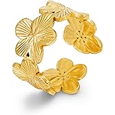TONLUYAX Chunky Gold Sun Rings for Women Vintage Flower/Star Rings Stackable Adjustable Open Ring Jewelry