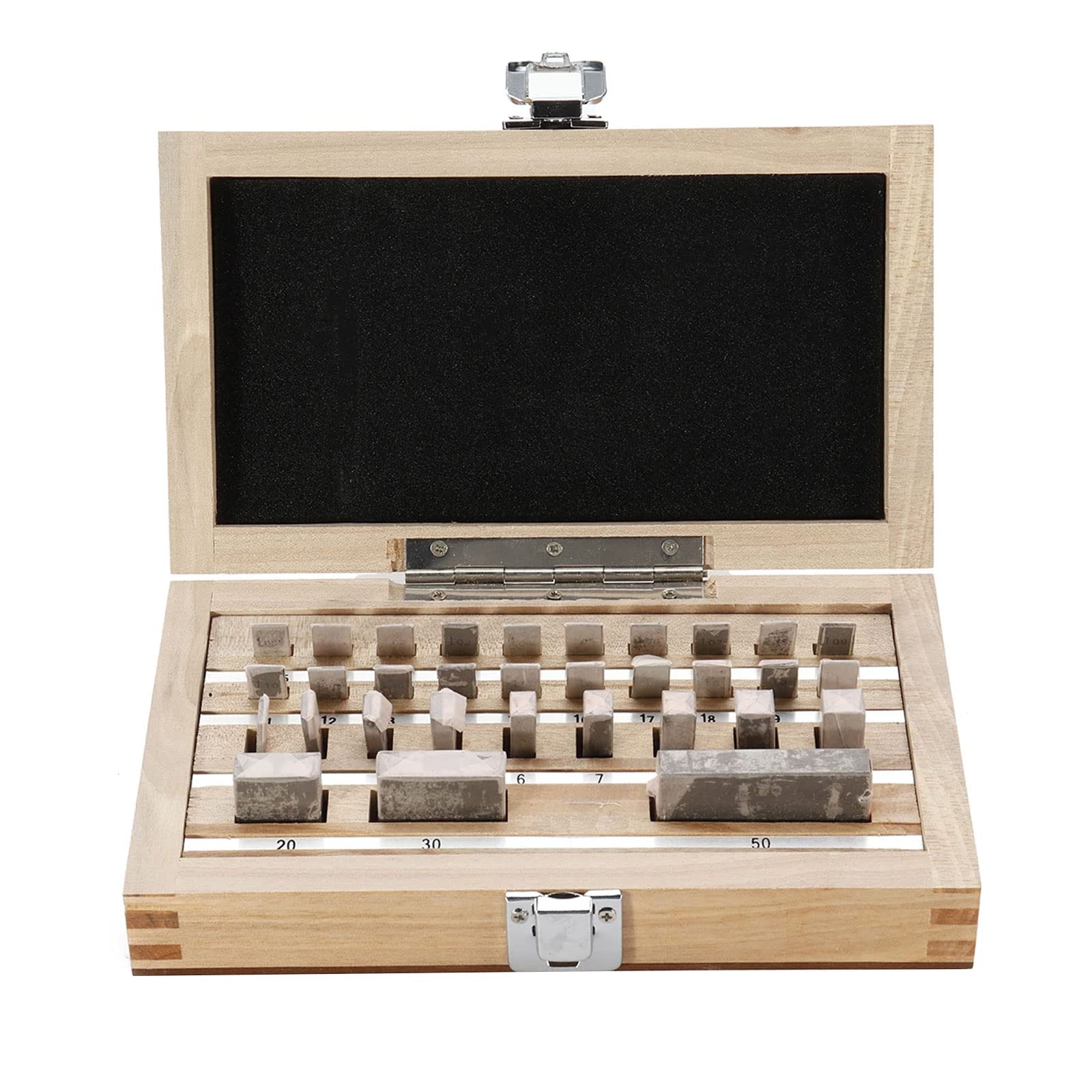 32Pcs Metric Gauge Block Set, 1.005-50mm Steel Lathe Gauge Grade 0 Slip Inspection Blocks Measurement Caliper Tool Set