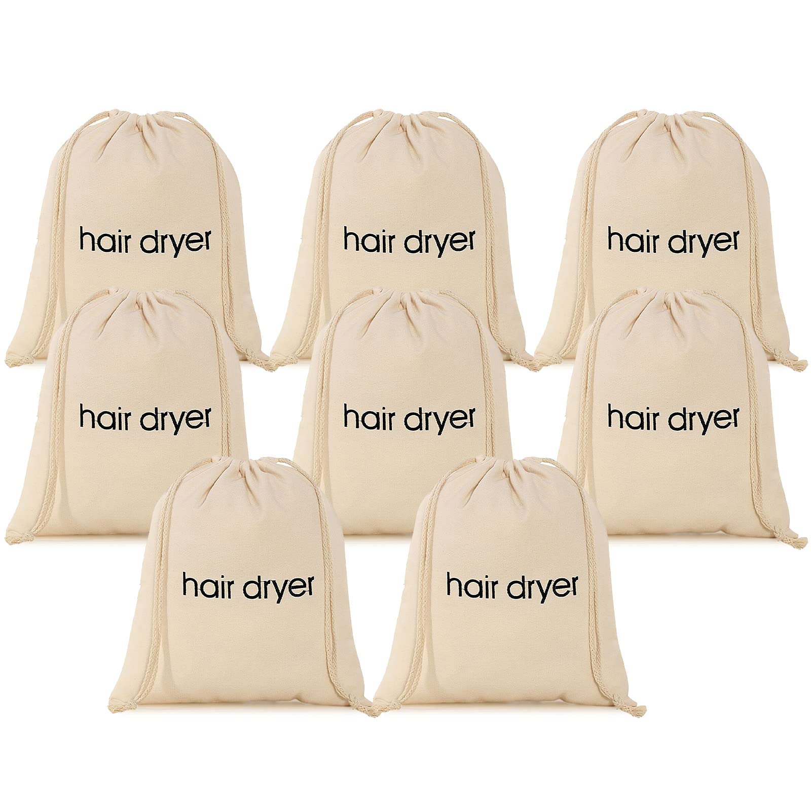 ERKXD 8 Pack Hair Dryer Bags Drawstring Bag Container Hairdryer Bag for travel bathroom Beige