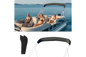 Lakexus 600D Bimini Top Storage Boot 97"-103" Width with 2 Ropes, Oversize Waterproof Storage Boat Replacement Cover, Sun Shade Boat Canopy Storage Suitable for 3 Bow 4 Bow Bimini Tops, Black
