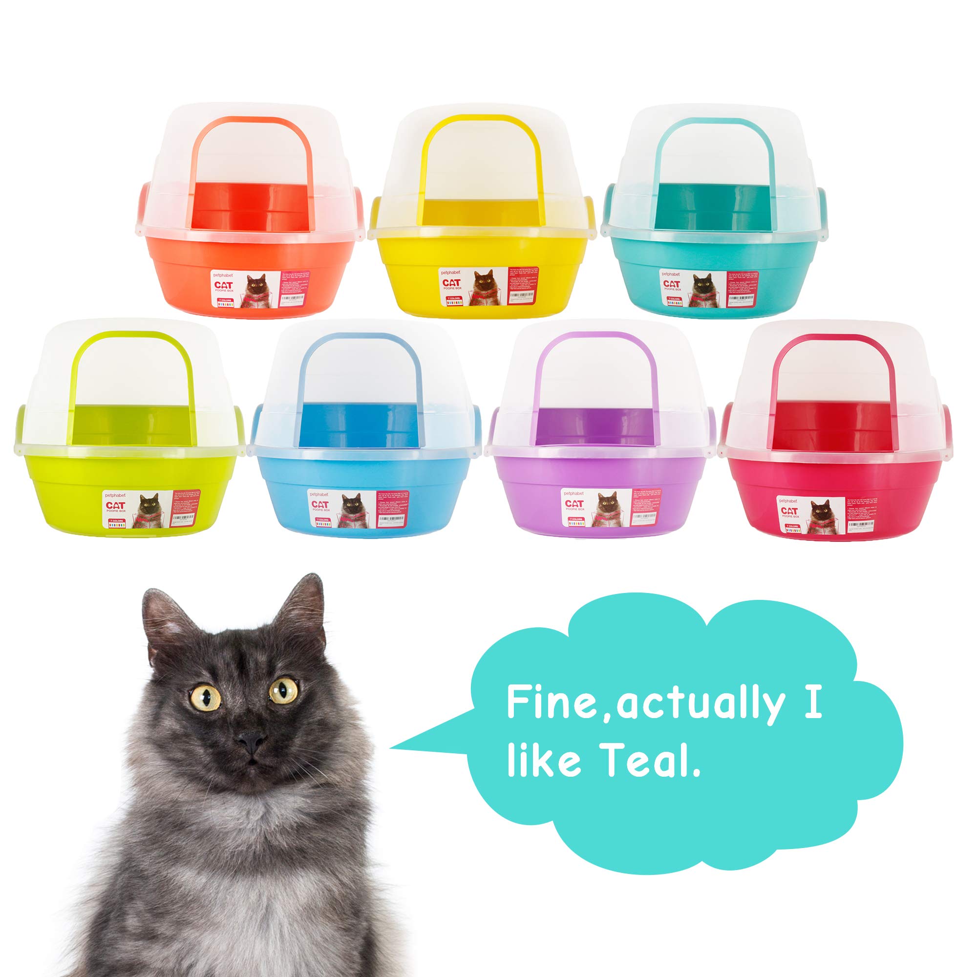Petphabet Covered Litter Box, Jumbo Hooded Cat Litter Box Holds Up to