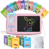 ZONSTVYS Flash Cards for Toddlers 1-3: 2-in-1 LCD Writing Board, Pink | Montessori Toys for 2 Year Old With 510 Words &amp; 14 Themes - Language Learning &amp; Speech Therapy Gift, Blue-Light-Free Screen
