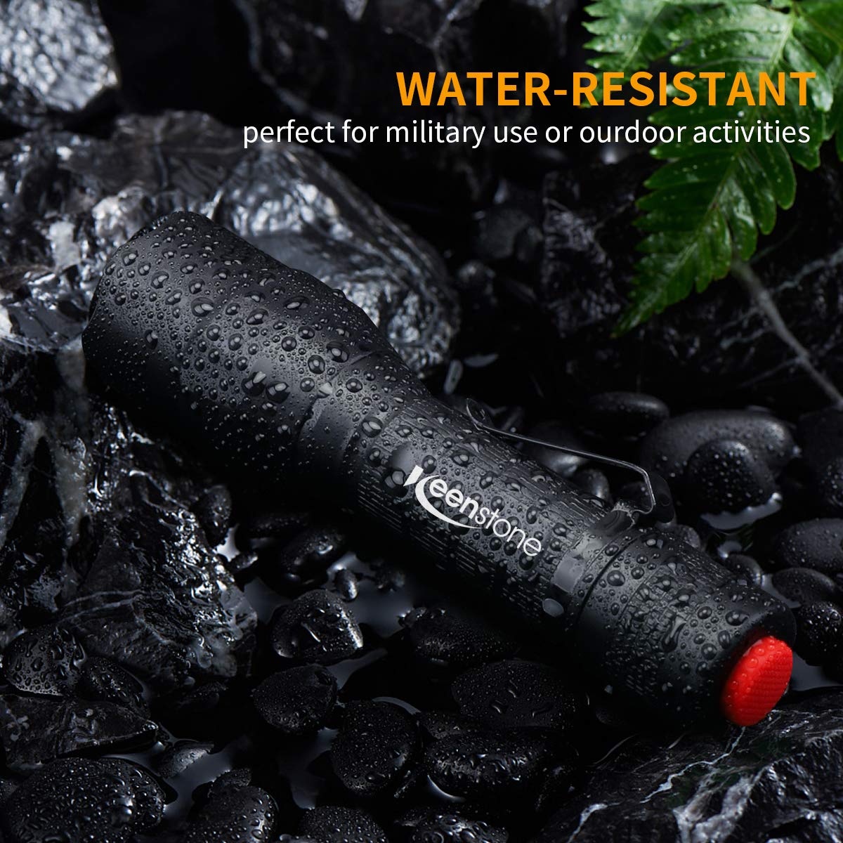 Tactical Flashlight with Picatinny Rail Mount, Keenstone 800 Lumen LED Light Waterproof Tactical Picatinny Flashlight for Home Use or Outdoor Hunting Camping include with Batteries and Portable Clip