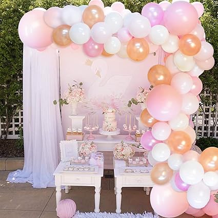 Pink White And Rose Gold Latex Balloons Party Decorations For