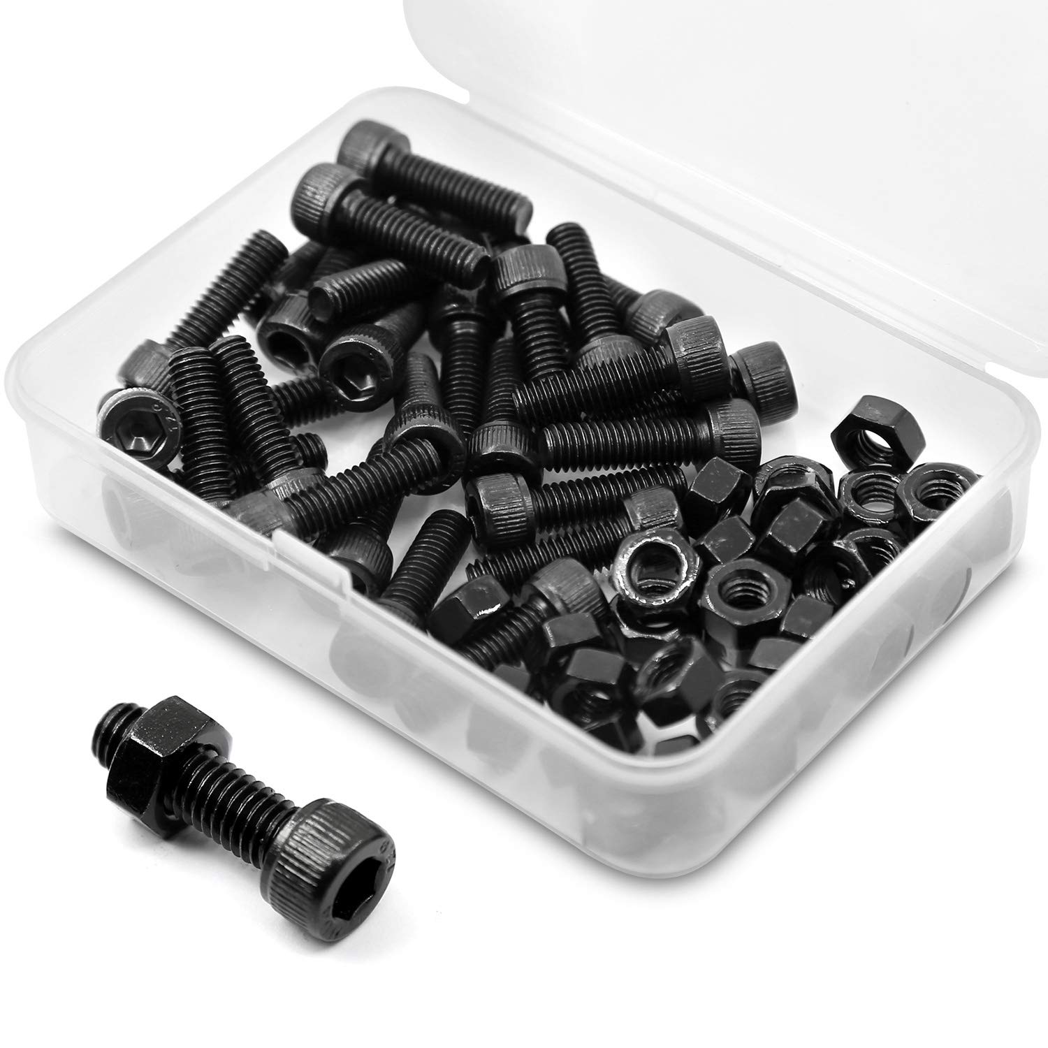 M6-1.0 x 10mm 40PCS Socket Head Cap Screws Bolts and Nuts Set 12.9 Grade Alloy Steel Allen Socket Drive