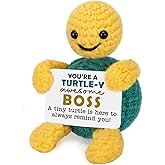 NEVERNERVE Funny Boss Gifts for Women Men, Bosses Lady Female Male Gifts from Employee Coworkers, Birthday Appreciation Office Gift for Supervisor Manager Decor Desk Accessories, Cute Crochet Turtle