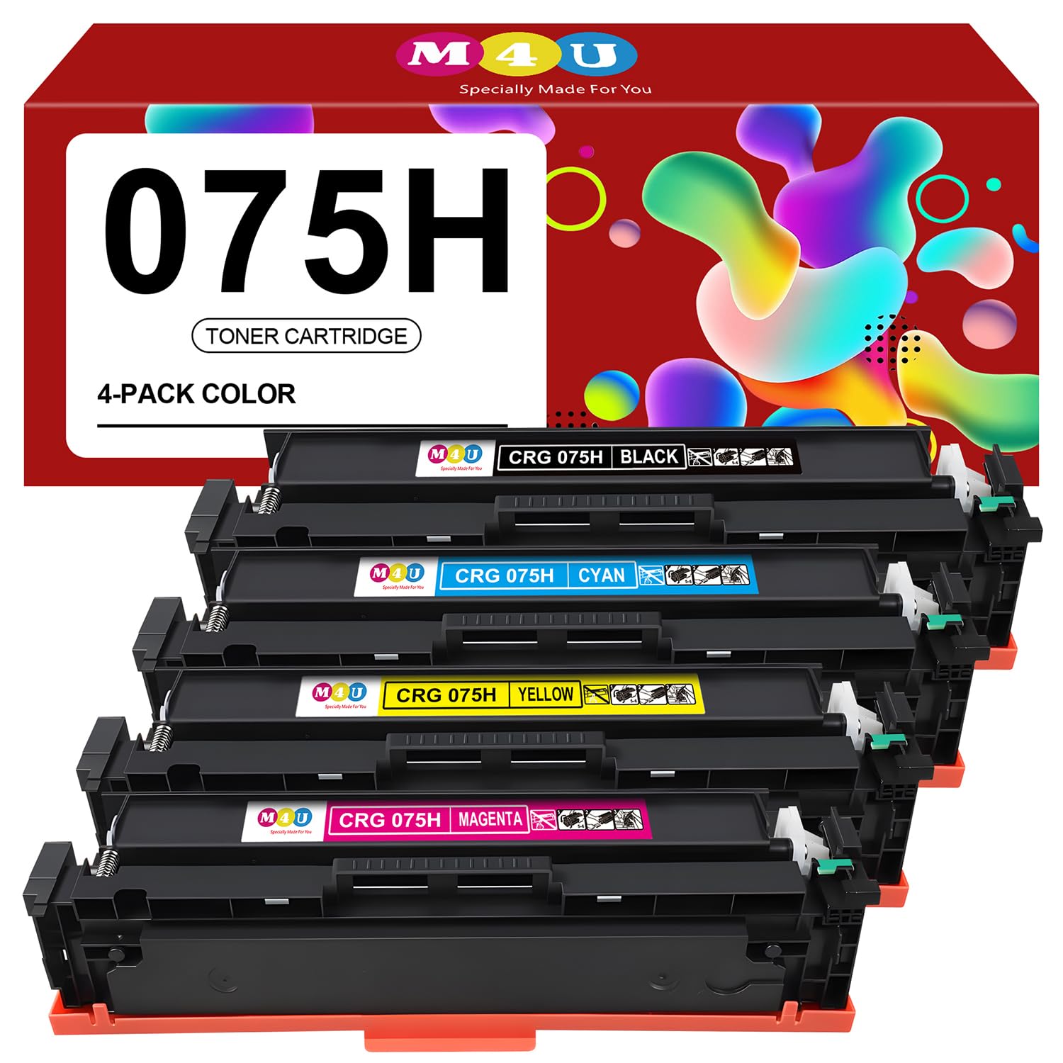 Photo 1 of 075H High Yield Toner Cartridge 4 Pack Compatible for 075H 075 H Toner Cartridge Set for imageCLASS LBP646Cdw LBP647Cdw MF662Cdw MF663Cdw MF665Cdw LBP640C (4-Pack, Black Cyan Yellow Magenta)