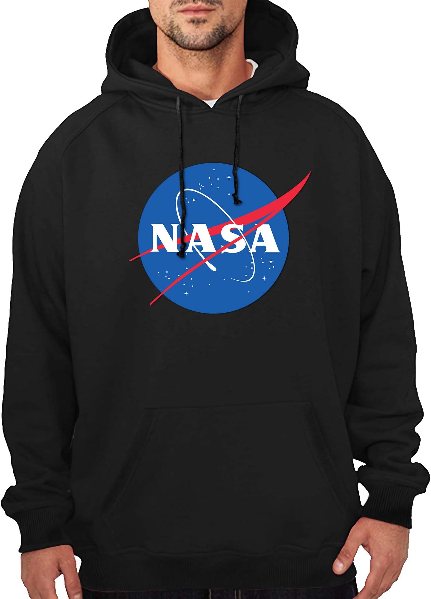Janneu NASA Hoodie Hooded Science and Exploration Sweatshirt Sweater Unisex Pullover with Pocket Black