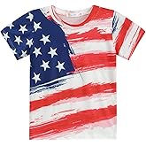 Little Hand Boys American Flag T Shirt 4th of July Independence Day Tee for Boy Patriotic Cotton Stars Stripe Top 2-10 Years