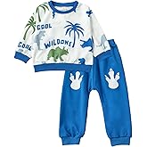SunoZee Toddler Baby Dinosaur Long Sleeve Sweatshirt Top Jogger Pants Set Cute Fall Winter Clothes Set