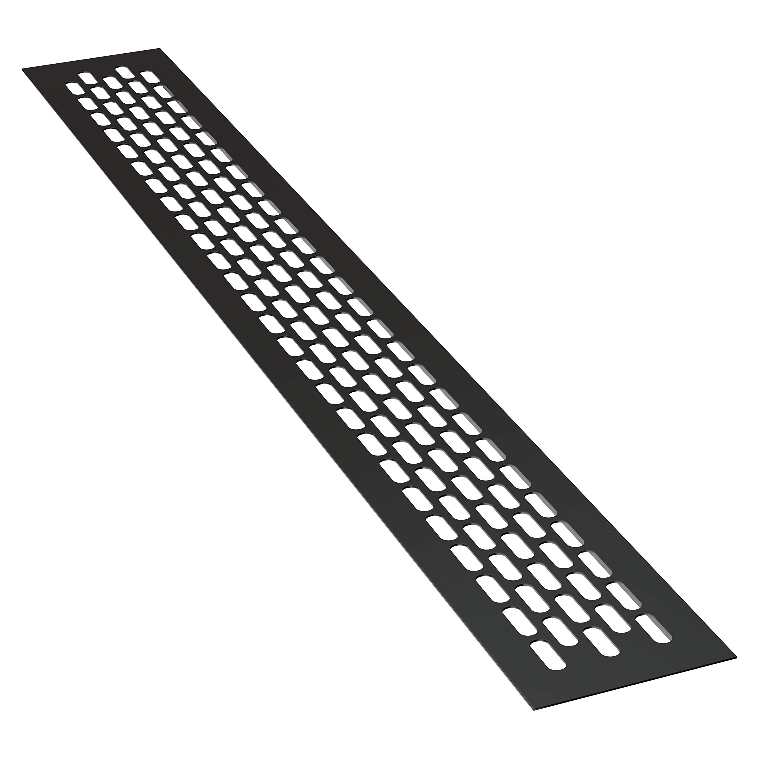 sossai® Aluminium Ventilation Grille - Alucratis (Pack of 1) | Rectangular - Dimensions: 44 x 6 cm | Colour: Black | Powder-Coated