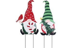 YEAHOME Outdoor Christmas Decorations, 2 Pack Gnomes Decorative Garden Stakes for Christmas Decor, Metal Yard Signs Xmas Decorations for Outside Garden Yard Lawn Porch Holiday Party