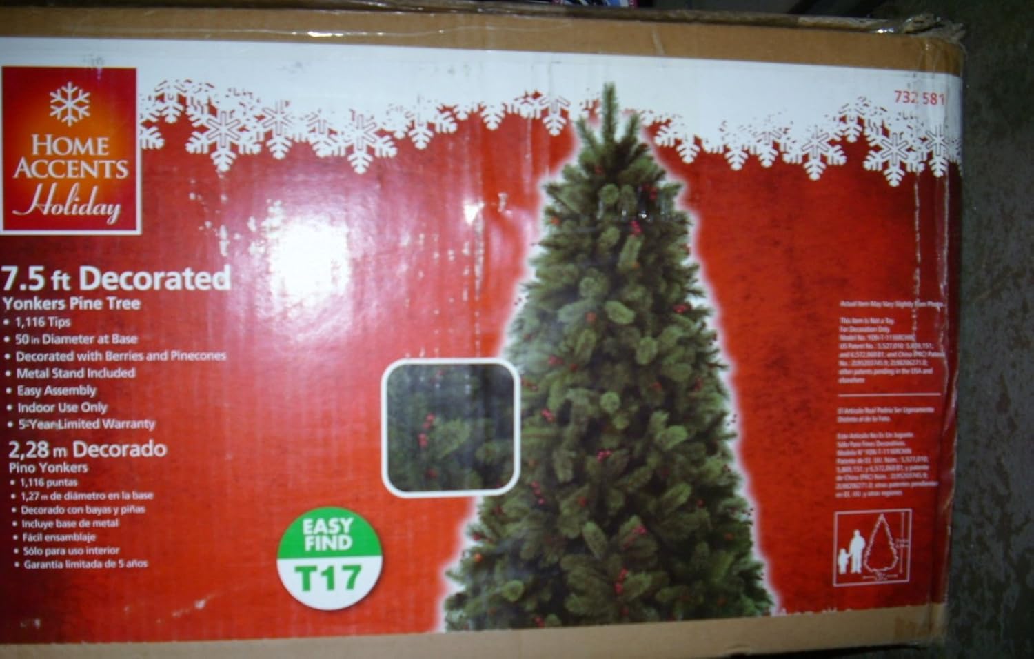Home Accents Holiday 7 5 Ft Unlit Decorated Yonkers Pine Tree Amazon Co Uk Kitchen Home