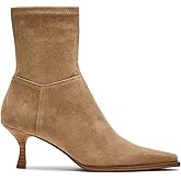 Coutgo Womens Kitten Low Heel Ankle Boots Pointed Toe Side Zipper Short Booties Fall Shoes