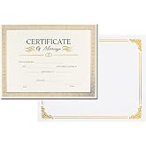 Marriage Certificate, Gold and Ivory Design, 8.5 x 11" Inches with Elegant Marriage Folder for Holding Document, Wedding Certificate Gift for Newlyweds