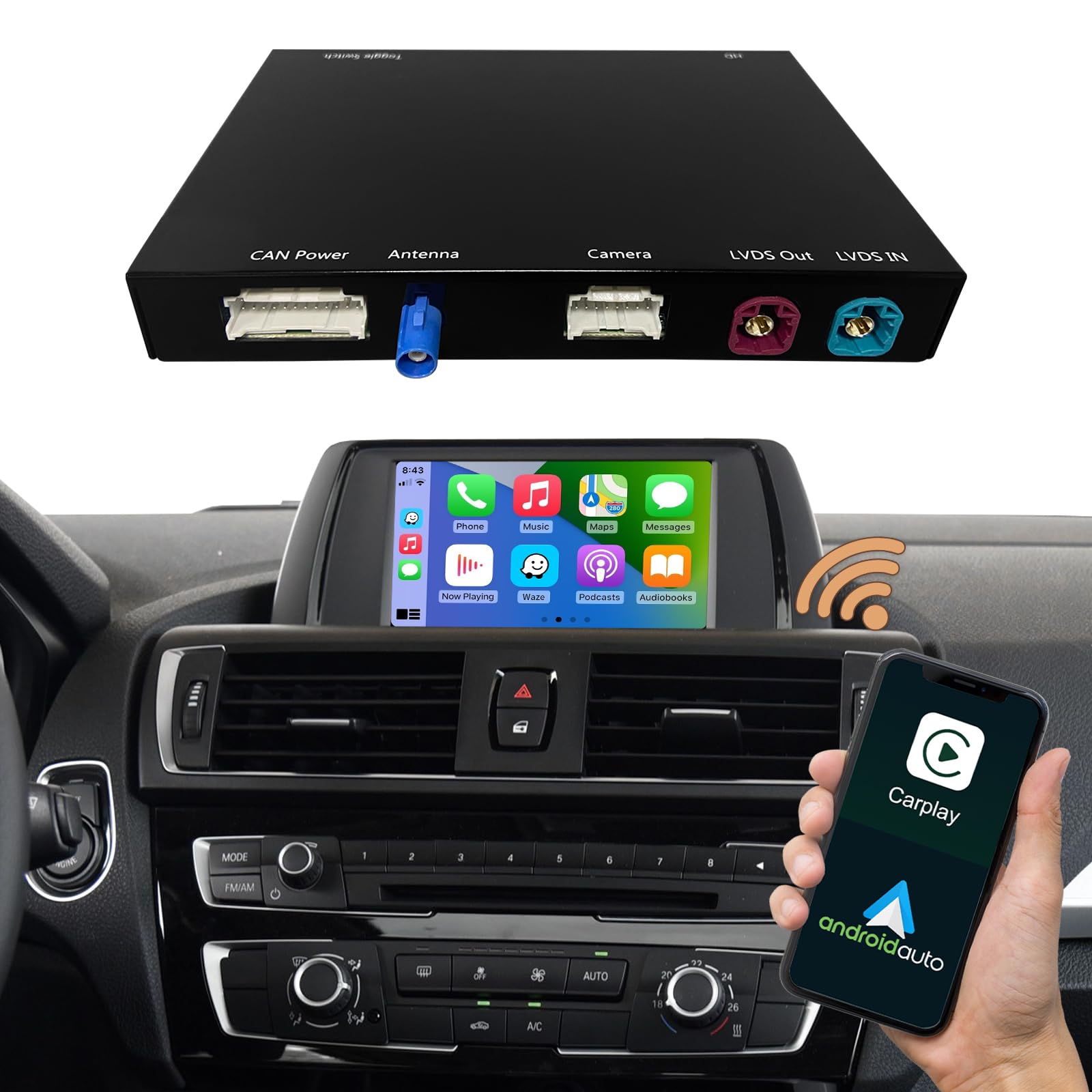 Photo 1 of Wireless Carplay Decoder for BMW 1 3 5 7 Series X1 X3 X4 X5 X6 2009-2016 with CIC System Android Auto Retrofit Kit Decoders Support Mirrorlink/Siri/GPS