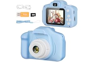 MOREMORE Kids Camera Toys, Christmas Birthday Gifts for Boys/Girls, HD Digital Video Camera for 3 4 5 6 7 8 9 Year Old Kids with 32GB SD Card