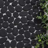 Diflart Pebble Tile for Shower Floor, Black Oval Tumbled, 5 Sheets | Pebble Mosaic Backsplash Tiles for Kitchen Bathroom Patio Wall and Floor Tile