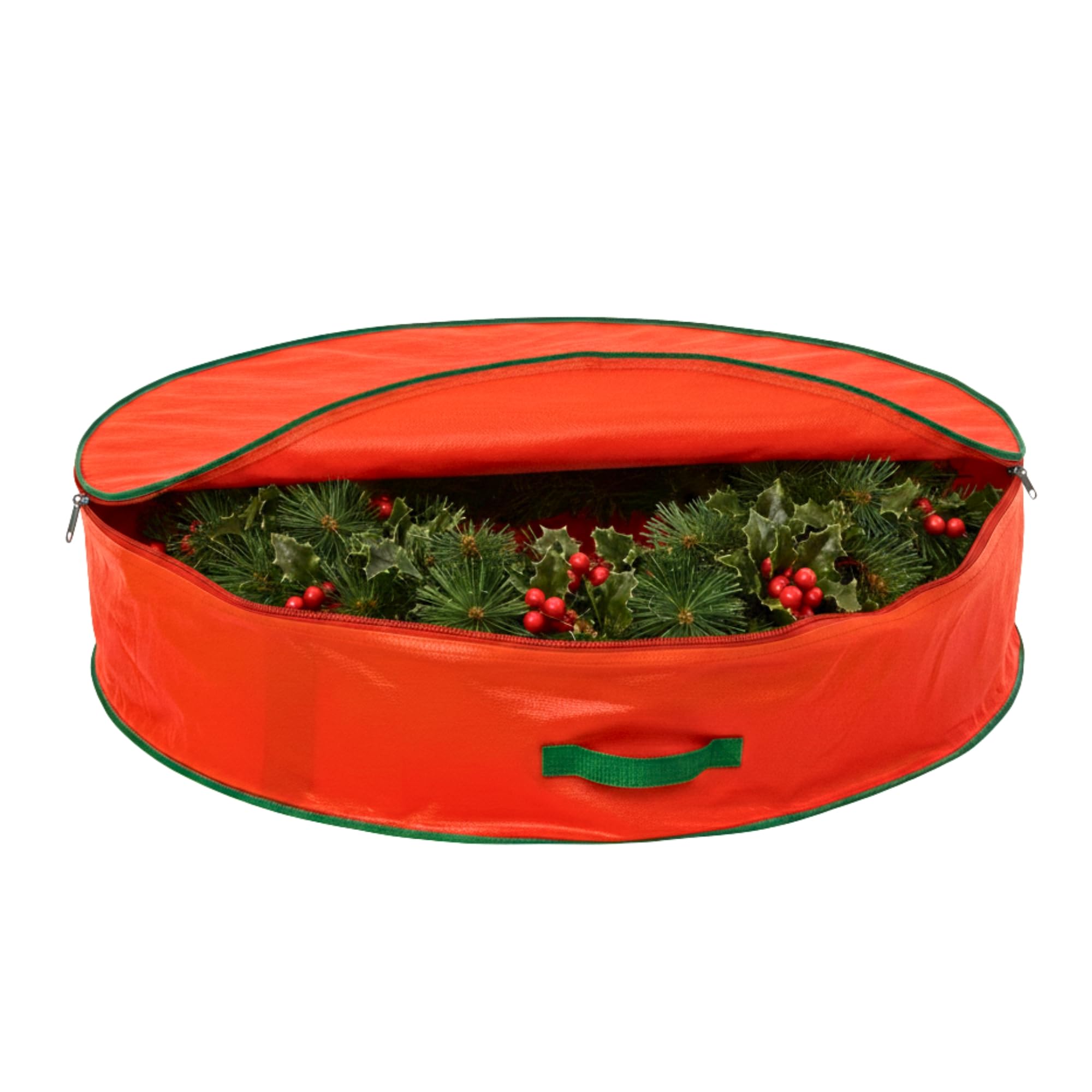 Christmas Wreath Garland Storage Bag - Stores Up To 60cm Artificial wreaths, Durable Waterproof Material Zippered Storage Container with Carry Handles