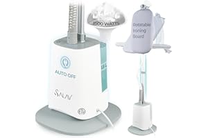SALAV Standing Garment Steamer with Smart Auto-Off, Adjustable XL Comfort Board, 6 Steam Setting LED Display for Various Fabrics, Perfect for Families (Gray, Complete)