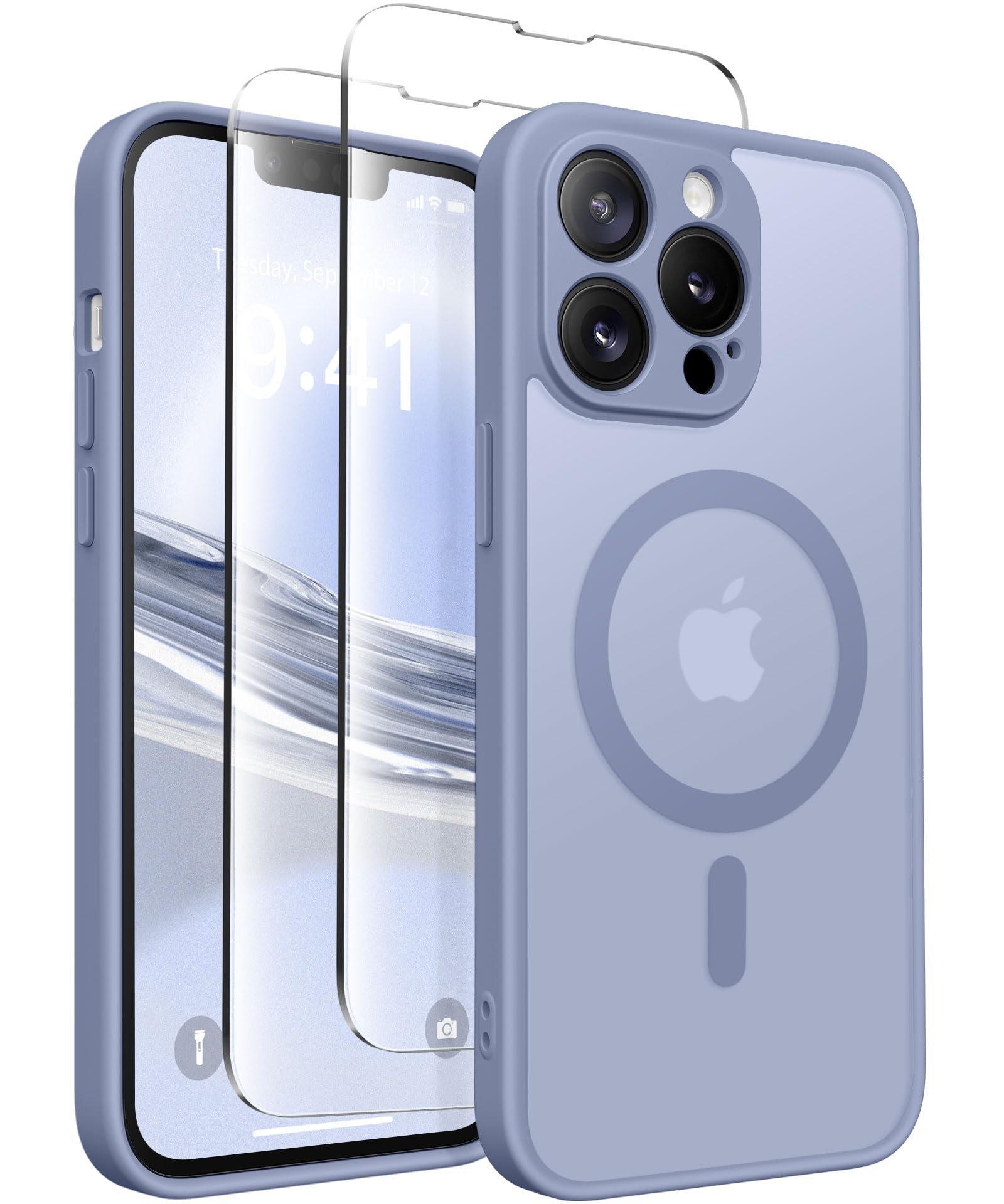 CAPRARO Magnetic for iPhone 13 Pro Case, [Compatible with MagSafe] [Full Camera Protection] Shockproof Protective Slim Translucent Matte Phone Case iPhone 13 Pro Case,LavenderGrey — image 1