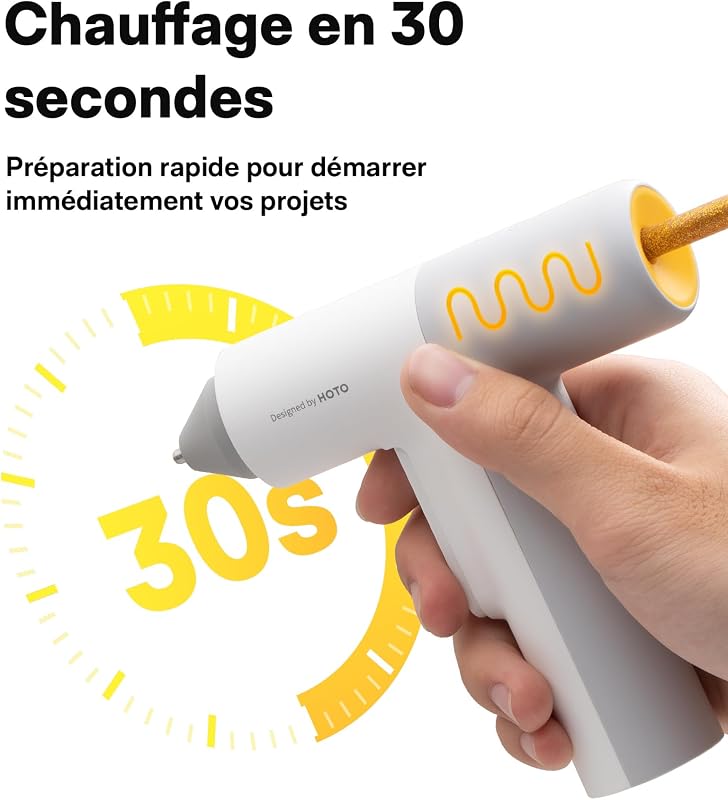 Pistolet à Colle Sans Fil USB-C 3000mAh, chauffage rapide 30s
