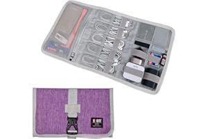 Electronic Organizer, BUBM Travel Cable Bag/USB Drive Shuttle Case/Electronics Accessory Organizer for Home Office, Purple