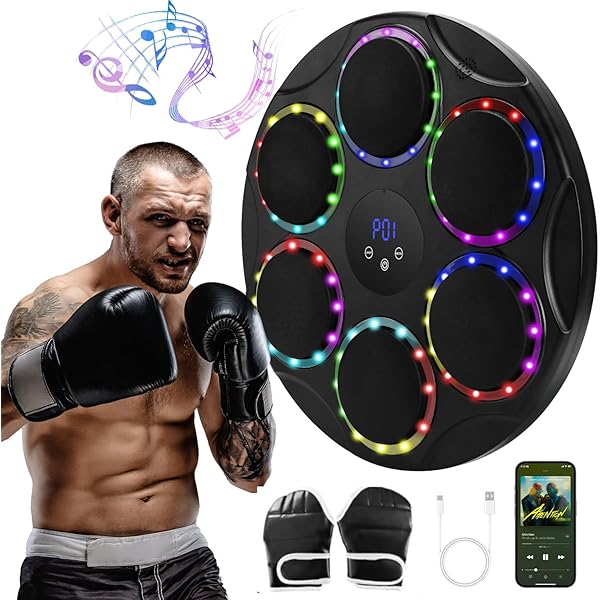 Nueva Máquina De Boxeo Musical 2025 Con Dos Pares De Guantes Mejorada 2.0 Smart Bluetooth Music Boxing Juegos Para Padres E Hijos, Equipo De Ejercicio Montado En La Pared Para El Hogar