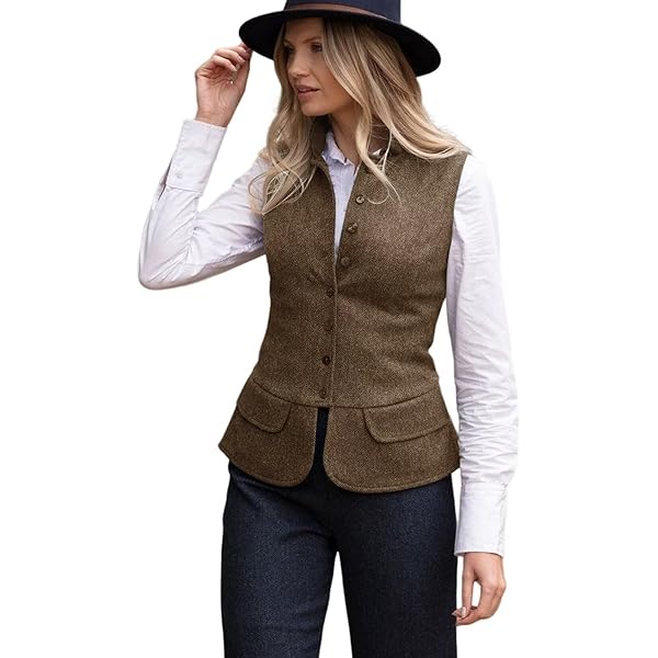 JYDress Women's Suit Vest Herringbone Business Work Wear