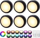 Cadrim Under Cabinet Lights RGB Wireless LED 13 Colors 6pc Battery Powered