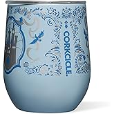 Corkcicle Stemless Insulated Wine Glass Tumbler - Beverages Cold 6 Hours & Hot 3 Hours - Stainless Steel - Easy-Grip - Summer Drinkware Gift - Keeps Drinks Ice - 12 oz - Princess Cinderella