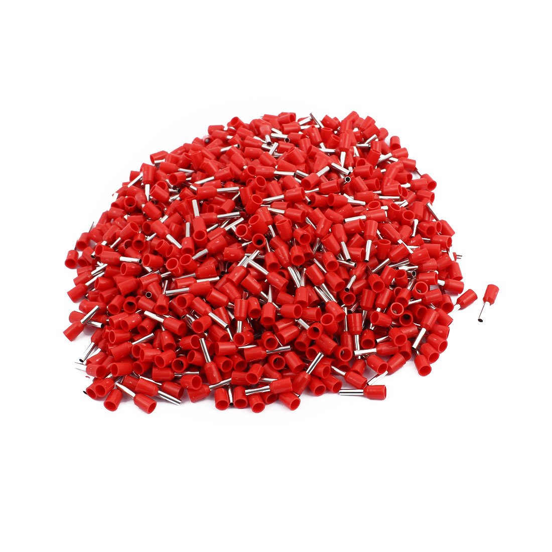 sourcing map 1000Pcs E1508 Red Crimp Connector Insulated Pin Terminal for 16 AWG Wire