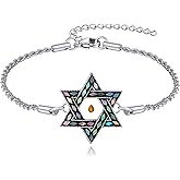 AXOMY Daisy/Star Of David/Evil Eye Bracelet 925 Sterling Silver Moonstone Daisy Bracelet Flower Jewelry Gift For Women