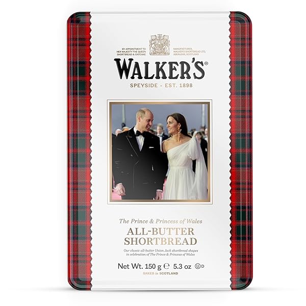 WALKER’S SHORTBREAD THE PRINCE & PRINCESS OF WALES LIMITED EDITION TIN, ALL-BUTTER SHORTBREAD COOKIES, 5.3 OZ