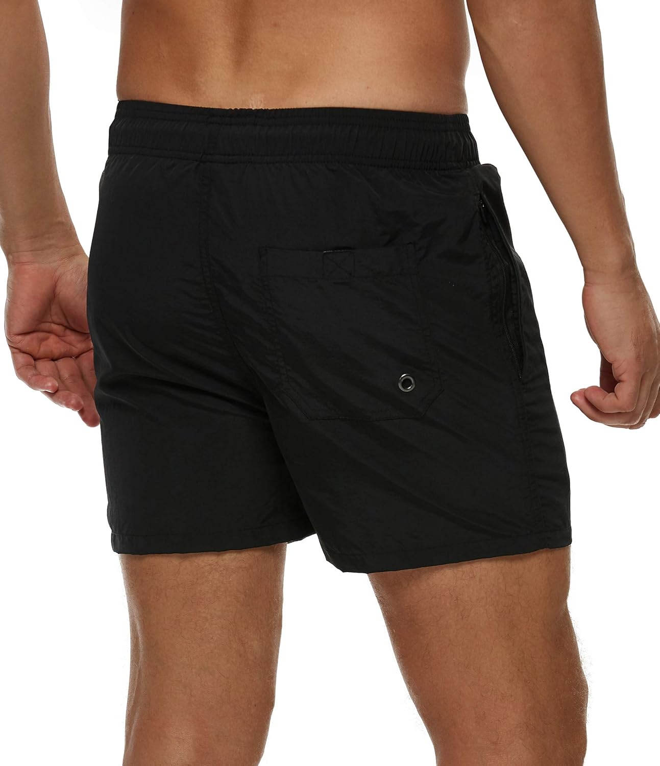 SILKWORLD Men's Slim Swim Shorts with Zipper Pockets Quick Dry Swimsuit Sports Swim Trunks: Clothing