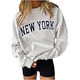 Verdusa Women's Letter Print Crewneck Sweatshirts Streetwear Casual Loose Pullover Tops