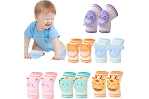 LAIAMER 6 Pairs Baby Knee Pads for Crawling Baby Cartoon Kneepads Baby Breathable Knee Pads Cute Animal Anti-Slip and Protect Toddlers Knees for Boys Girls Crawling Knee Pads 0-3 Years Old