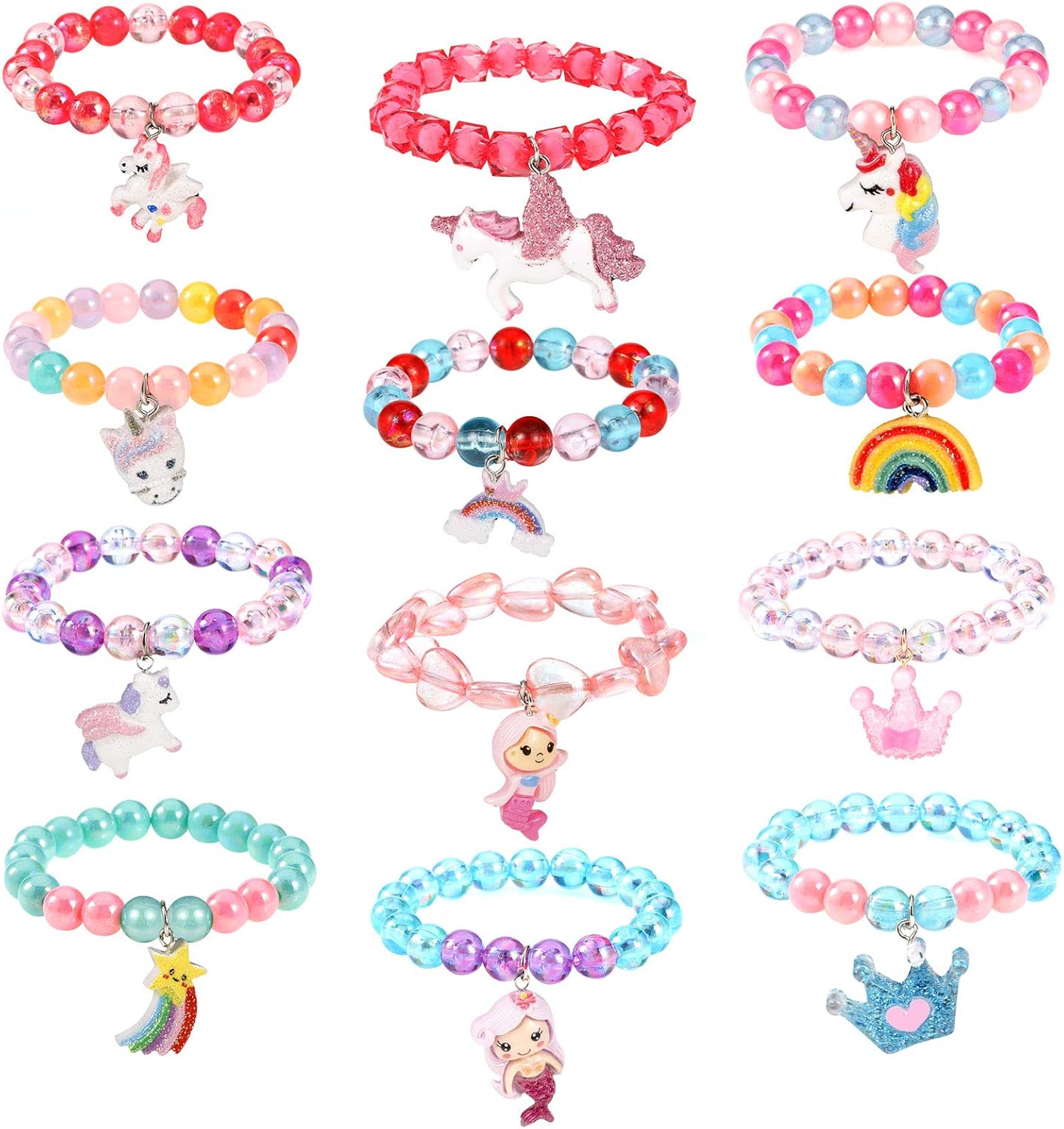 umorismo 12 PCS Colorful Unicorn Bracelet Girls Unicorn Bracelets, Kids