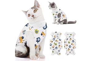 MORVIGIVE Cat Recovery Suit for Abdominal Wound, Breathable Cat Onesie for Cats After Surgery Spay Neuter, Anti Licking Cat Cone Alternative, Professional Bandages Pet Surgery Recovery Shirt