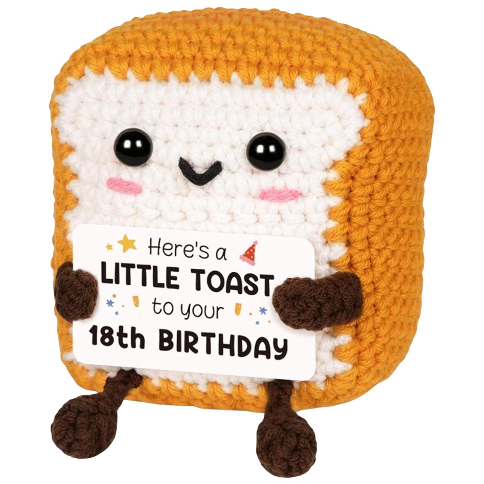Hocklliy Toast Emotional Support Crochet,Funny Handmade Toast Plush with Pun Card,Adorable Emotional Support Gift Home Decor for 18 Years Old Friend
