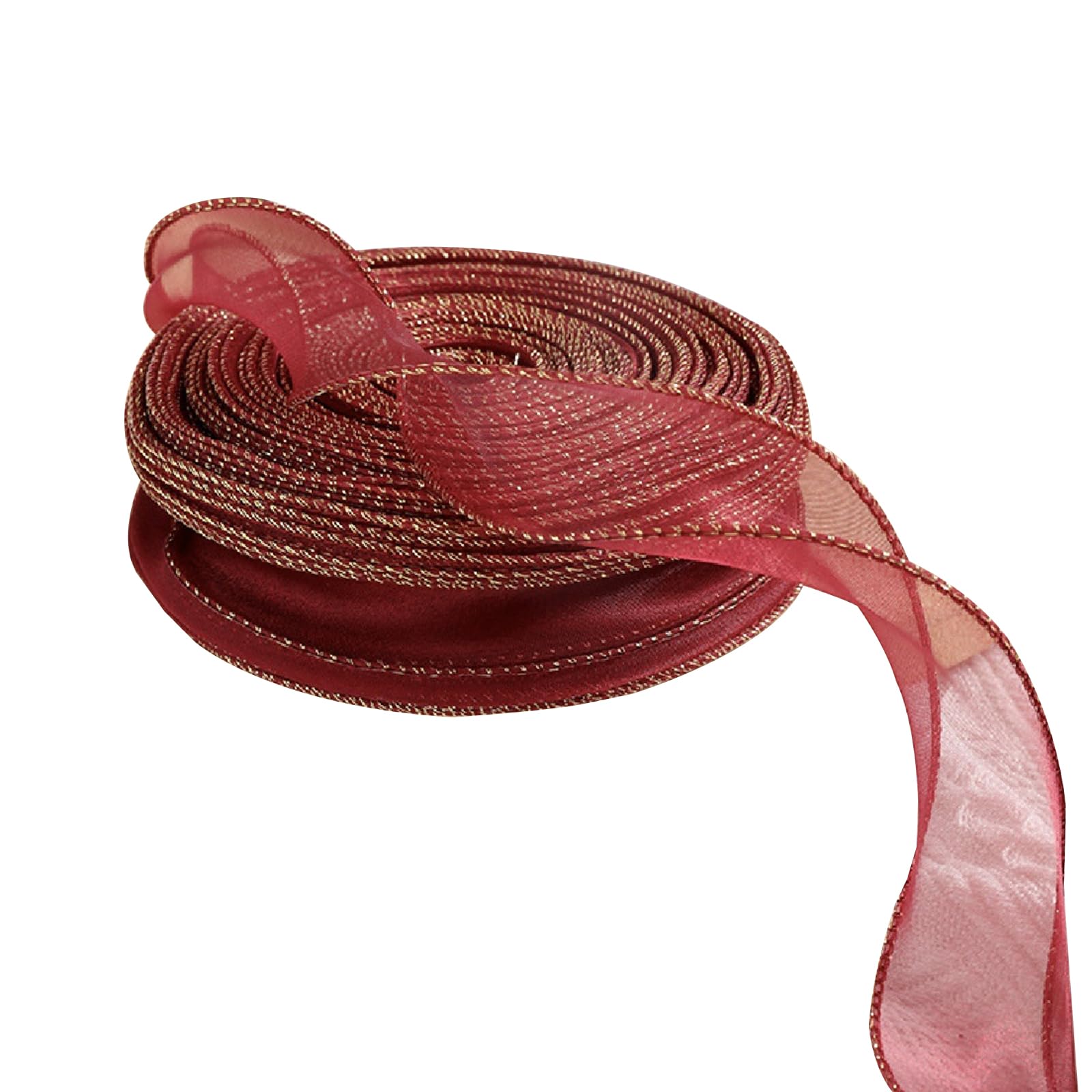 4cm*45 Yard Organza Chiffon Ribbon Gold Edge Sheer Chiffon Ribbon for Bouquet Gift Wrapping, Red
